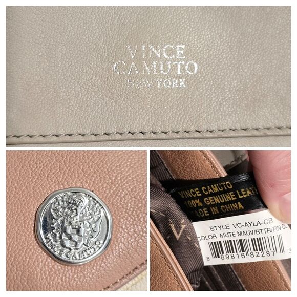 VINCE CAMUTO Colorblock Ayla Pastel Genuine Leather Crossbody Saddle Bag - Picture 3 of 8